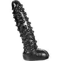 Dark Crystal Dildo met noppen 26,5 x 6 cm - zwart