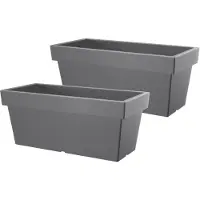 Prosperplast Bloembak Balkonbak Lofly Case 40x18x16cm STEENGRIJS / 2 STUKS ! /