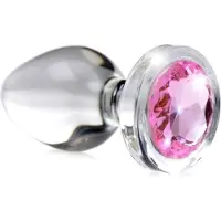 O-products Booty Sparks - Pink Gem Glazen Buttplug Met Siersteen - Roze - Drie maten Medium