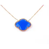 Sophie model Fiori kleine klaver ketting in zilver roze verguld blauwe klaver
