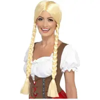 Smiffys Leuke blonde Beierse pruik met vlechten