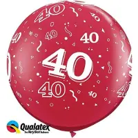 Folat ballonnen 40 jaar 90 cm latex rood 2 stuks
