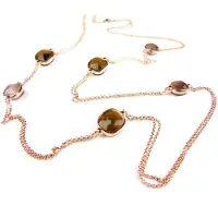 Sophie Zilveren halsketting collier halssnoer roos goud verguld Model New Trend met bruine stenen