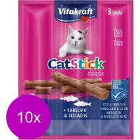 Vitakraft Cat-Stick Mini - Kattensnack - Kabeljauw&Tonijn - 10 x 3 st