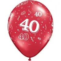 Folat ballonnen 40 jaar 28 cm latex rood 25 stuks
