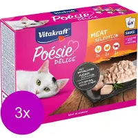 Vitakraft Poesie Multipack Deli Sauce Vlees Pouch 6x85 g - Kattenvoer - 3 x Kip&Kalkoen
