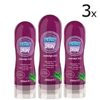 Durex - Massage Olie en Glijmiddel 2-in-1 - Aloë Vera - 200ml x3