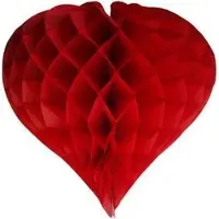 Haza 5 x Rode Honeycomb hart 35 cm