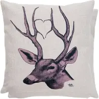 Clayre & Eef Kussenhoes 45x45 cm Hert
