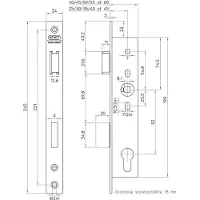 Nemef Smaldeurslot PC92, 9605/07-45 mm Rechthoekige rvs voorplaat