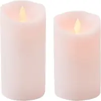 Anna's Collection Set van 2x stuks Roze Led kaarsen met bewegende vlam - 12.5 en 15 cm