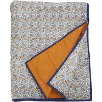 Nordal Cosmo plaid blauwe bloemen en oranje / bruine achter