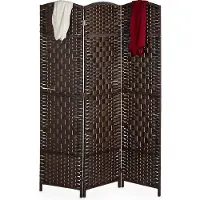 Relaxdays kamerscherm 3 panelen - 170x120 cm - opvouwbaar - scheidingswand - hout - papiertouw - bruin