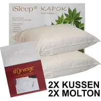 ISleep Kapok Hoofdkussen Set (2 Kussens + 2 Moltonslopen) - 60x70 cm