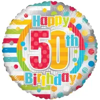 Kaleidoscope Folieballon Happy 50th Birthday 45,5 Cm
