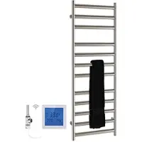 SSI Design Athena elektrische radiator met witte digitale thermostaat RVS geborsteld 80x50cm 150W