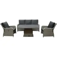 AVH-Collectie Bilbao stoel bank dining loungeset 4 delig grijs verstelbare tafel
