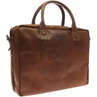 Dstrct Leren Laptoptas - 15,6" - dubbelvaks - Cognac