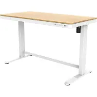 Euroseats Zit-sta-bureau Rechthoekig Eiken C-Voet 1 Lade 1.202 (B) x 602 (D) x 1.210 (H) mm Metaal