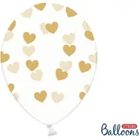 Party Deco 50 Ballonnen in zak hartjes crystal - Goud 30cm