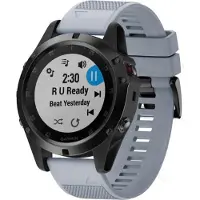 Shop4 - Garmin Fenix 5X Bandje (ook Plus) - Siliconen Grijs