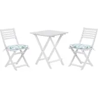 Beliani FIJI - Bistroset voor 2 - Wit /Blauw - Acaciahout