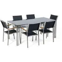 Beliani GROSSETO - Tuinset voor 6 - Zwart - Veiligheidsglas