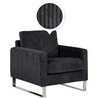 Beliani VIND - Fauteuil - Zwart - Corduroy