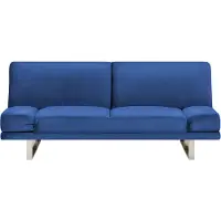 Beliani YORK - Slaapbank 2-zits - Blauw - Fluweel