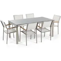 Beliani GROSSETO - Tuinset met 6 stoelen - Wit/Grijs - Graniet
