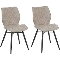 Beliani LISLE - Eetkamerstoel - Beige - Polyester