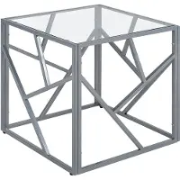 Beliani ORLAND - Bijzettafel - Zilver - Glas