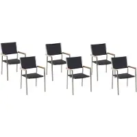 Beliani GROSSETO - Tuinstoel set van 6 - Zwart - PE rotan