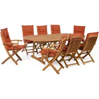 Beliani MAUI - Tuinset voor 8 - Lichte houtkleur/Terracotta - Acaciahout