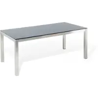 Beliani Grosseto Tuintafel Zwart Glas, Roestvast staal