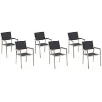 Beliani GROSSETO - Tuinstoel set van 6 - Zwart - Polyester