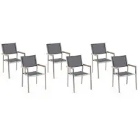 Beliani GROSSETO - Tuinstoel set van 6 - Grijs - Polyester