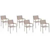 Beliani GROSSETO - Tuinstoel set van 6 - Beige - Polyester