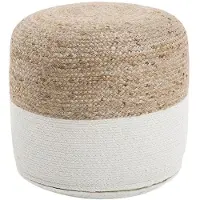 Beliani DALAMA - Poef-Wit-Katoen, Jute