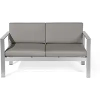 Beliani Tuinbank grijs aluminium frame buiten 2-zitsbank met kussens