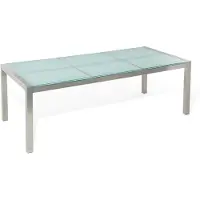 Beliani GROSSETO - Tuintafel - Zilver - 100 x 220 cm - Veiligheidsglas
