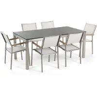 Beliani GROSSETO - Tuinset met 6 stoelen - Wit/Zwart - Graniet