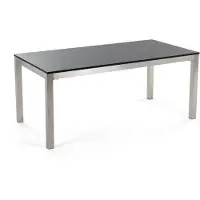 Beliani GROSSETO - Tuintafel - Zwart/RVS - 90 x 180 cm - Graniet