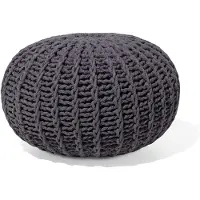 Beliani CONRAD - Poef - Donkergrijs - 50 cm - Katoen