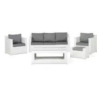 Beliani ROMA - Loungeset-Wit-PE rotan