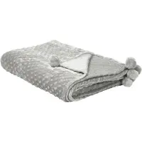 Beliani Plafond, Deken lichtgrijs met pompons 200 x 220 cm SAMUR (200 x 220 cm)