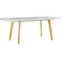 Beliani MOSBY - Uitschuifbare eettafel - Wit/Goud - 90 x 160/200 cm - MDF
