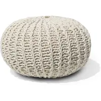 Beliani CONRAD - Poef - Beige - 50 cm - Katoen