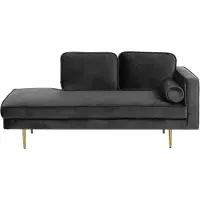 Beliani MIRAMAS - Chaise longue - Zwart - Rechterzijde - Fluweel