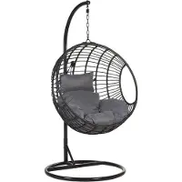Beliani ASPIO - Hangstoel met standaard - Zwart - PE rotan